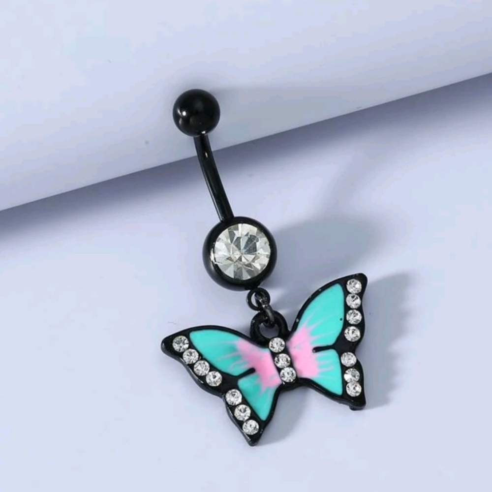 Rhinestone Butterfly Belly Ring